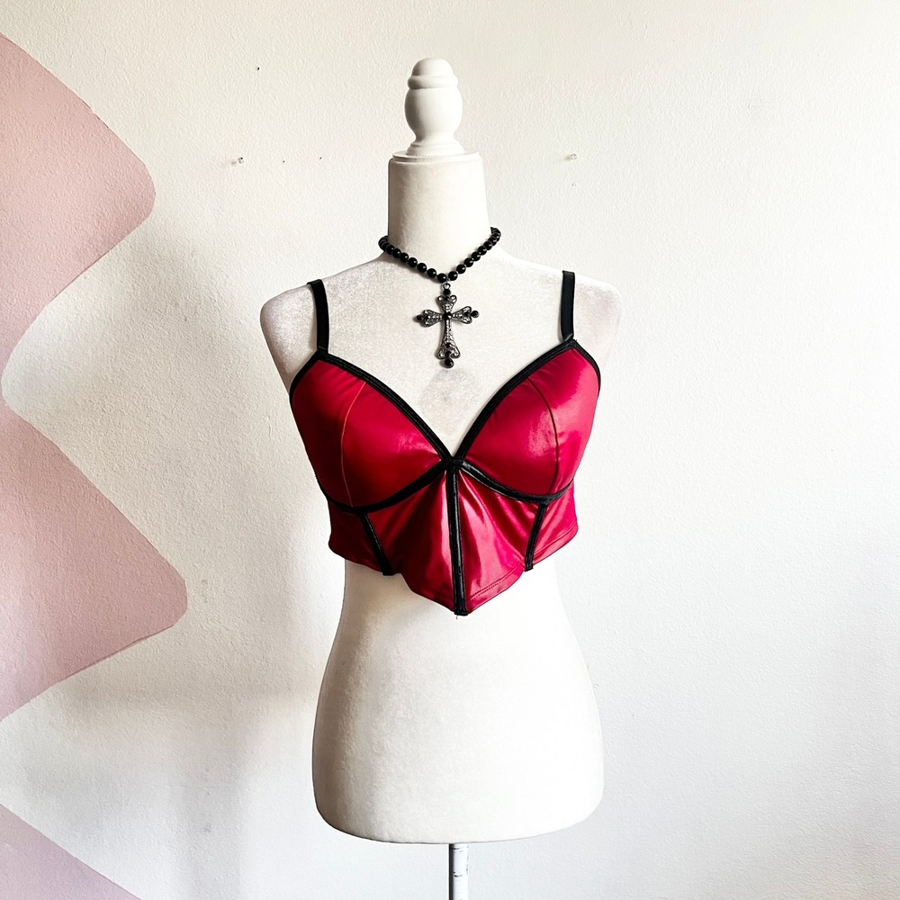 Red Corset Tank‎ Top Vampire Victorian Emo Mall Goth Large